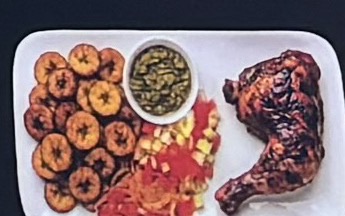 Menu Yop City : cuisses de poulet braisé, alloco et condiments